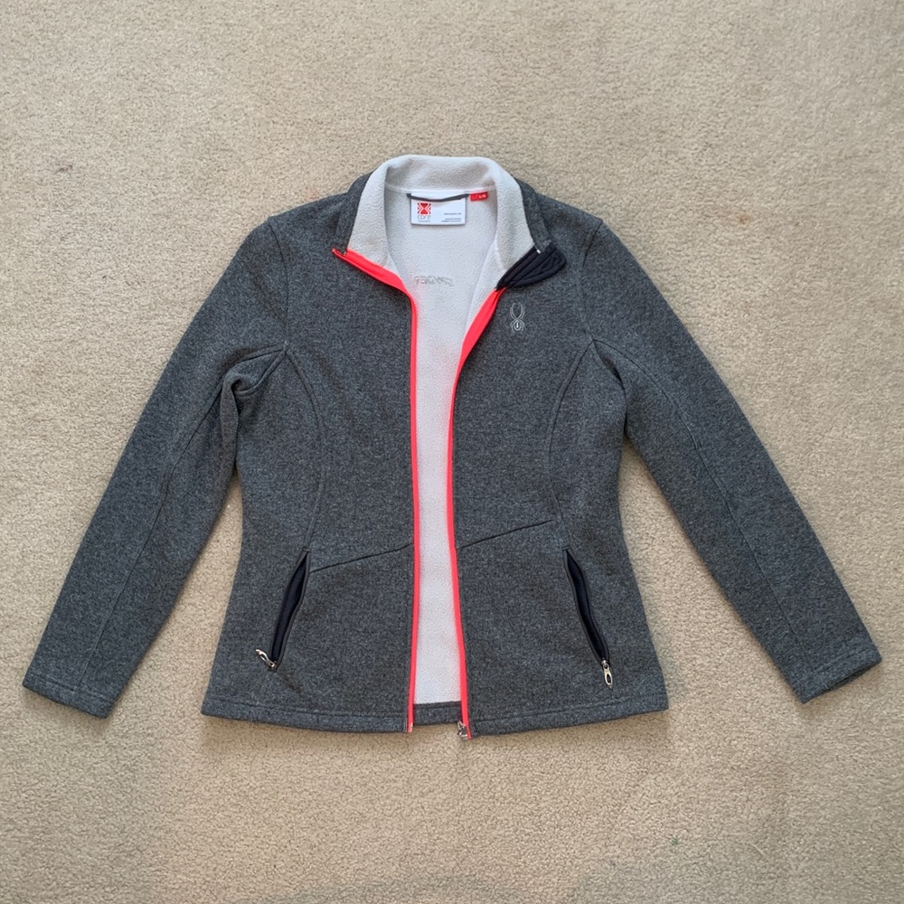 Grey and pink core sweater Spyder zip up j…